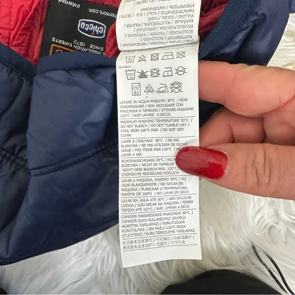 Chicco Blue & Red Full Zip Quilted Winter Puffer Jacket Kids Size 4-5